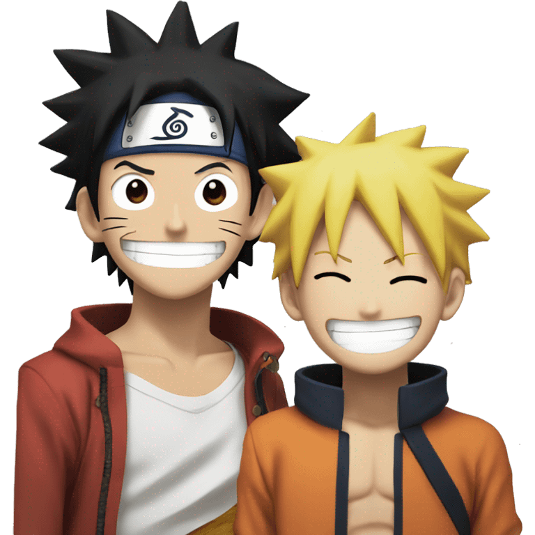 Luffy smiling with Naruto  emoji