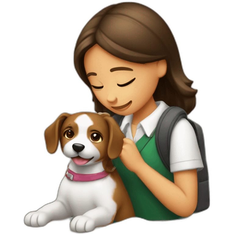 Niña estudiando su perro emoji