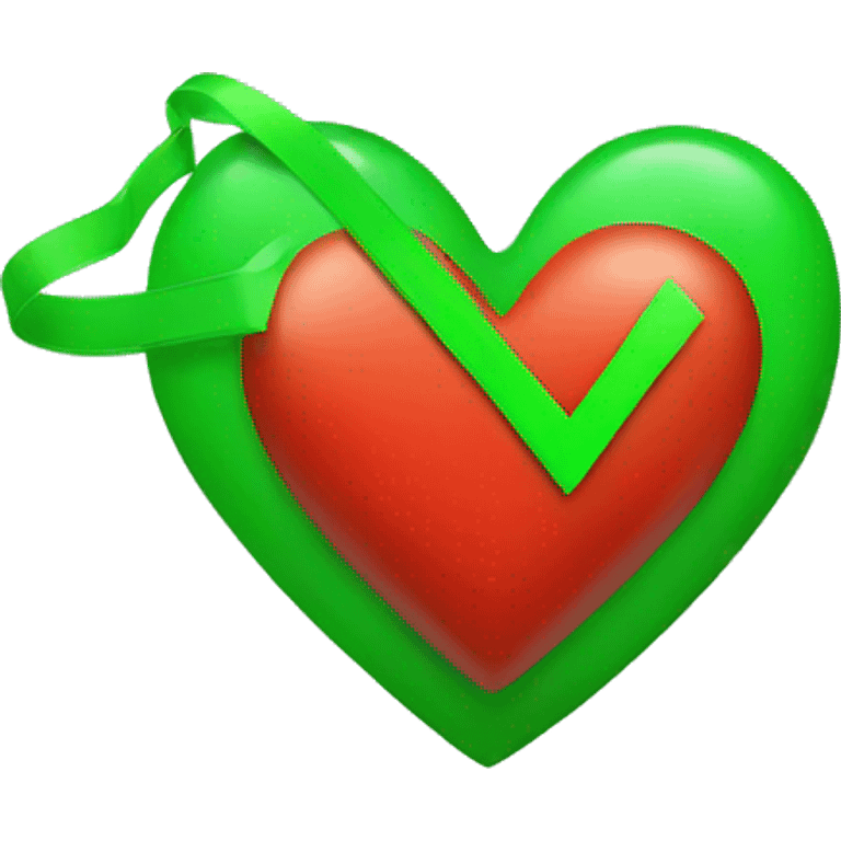 red cardiac heart with green check mark imposed on it emoji