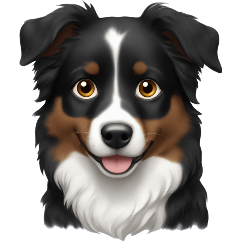 Mini black Australian shepherd with brown eyebrows small amounts of white emoji