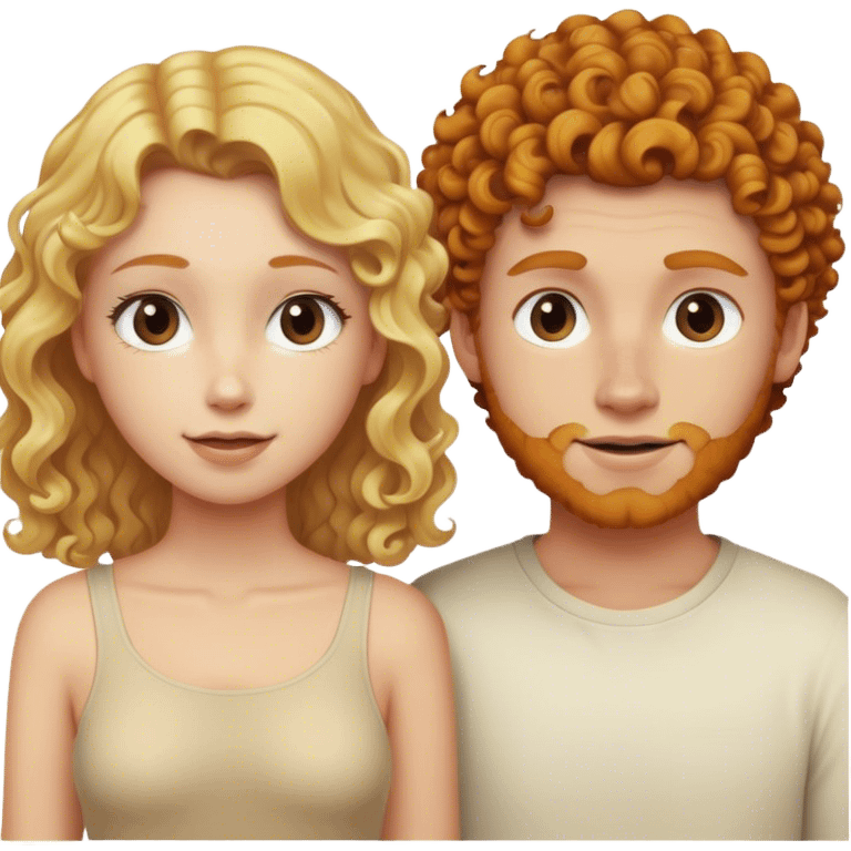 Straight hair blonde girl plus ginger curly hair boyfriend  emoji