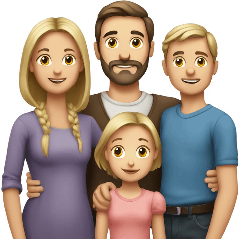 european family with 3 children and one  emoji