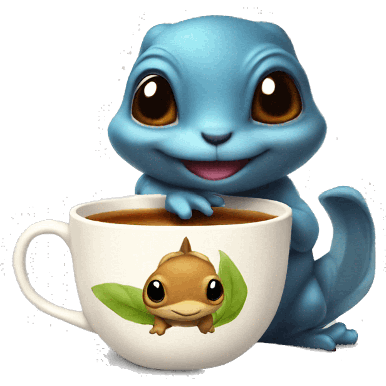 Squirtel having tea emoji