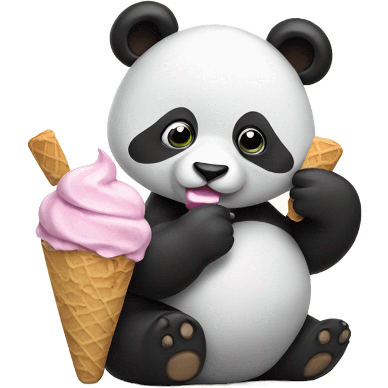 Panda eating ice cream emoji