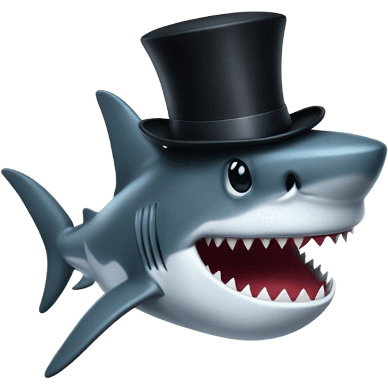 Shark with a top hat emoji