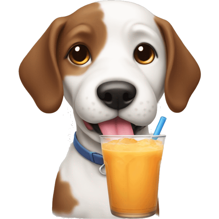 Dog drinking boba emoji