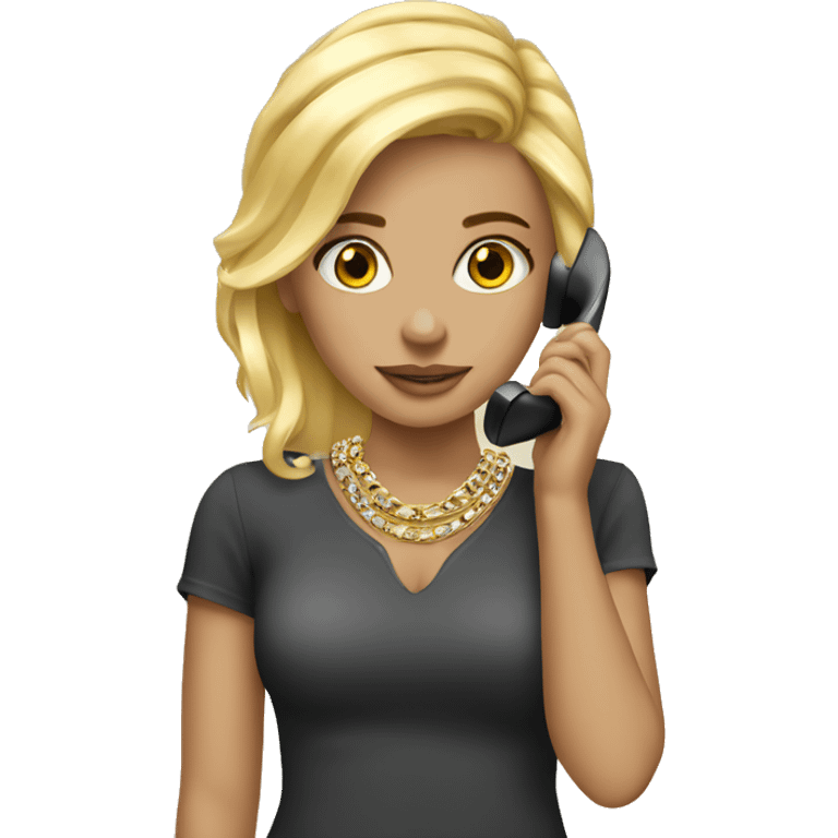 blonde girl with telephone jewelry emoji