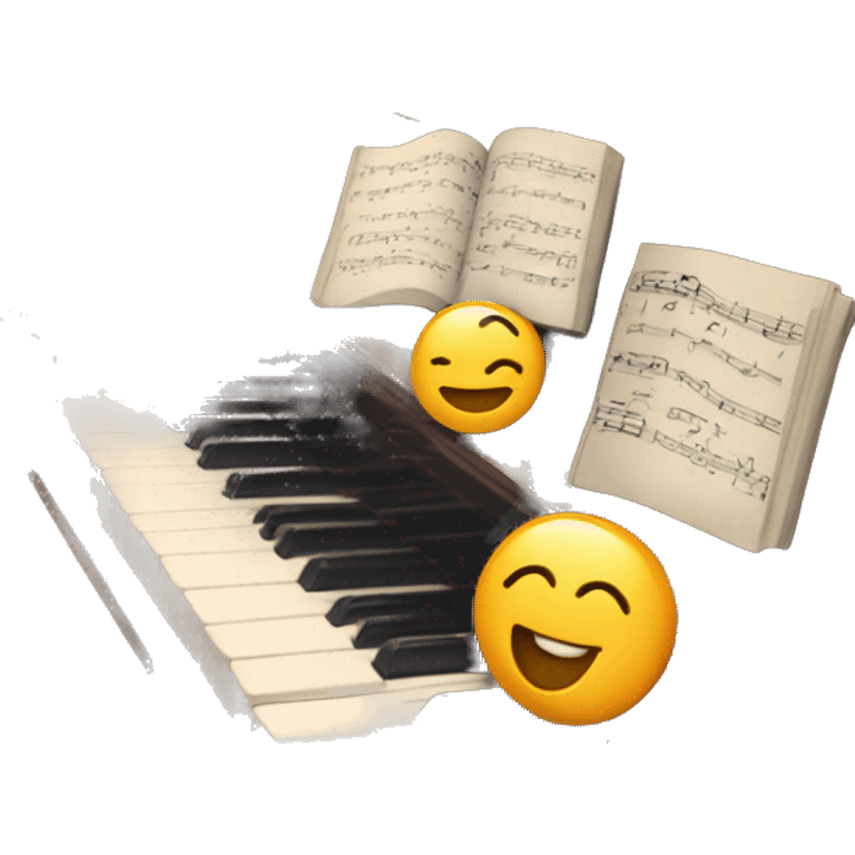 Piano with notes 🎶 around the piano and some headphones on the piano emoji