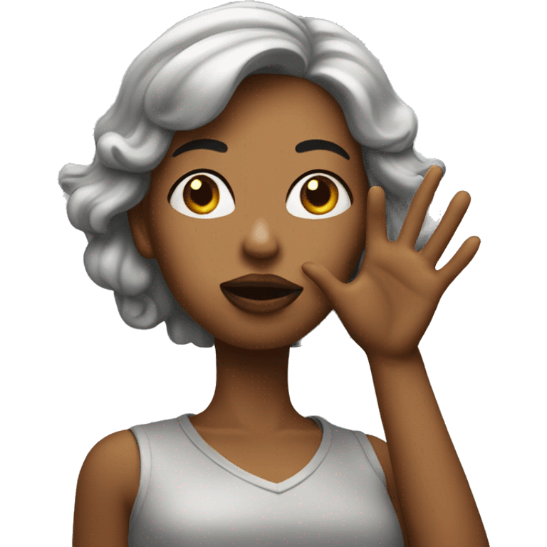 A woman blowing a kiss forward with her hands emoji