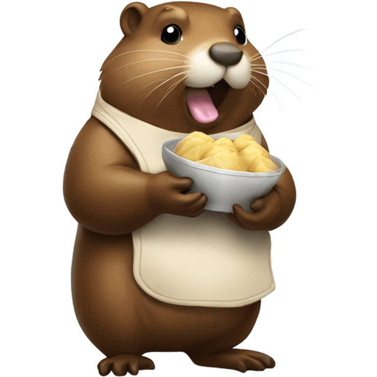 Beaver eats dumplings in full growth    emoji