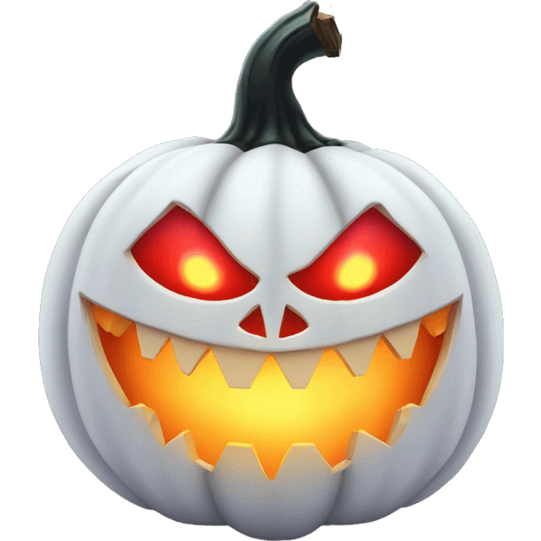 Evil white halloween pumpkin, glowing red emoji