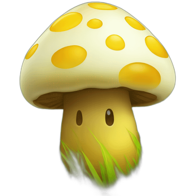 fat mashroom in green grass and yellow leave emoji