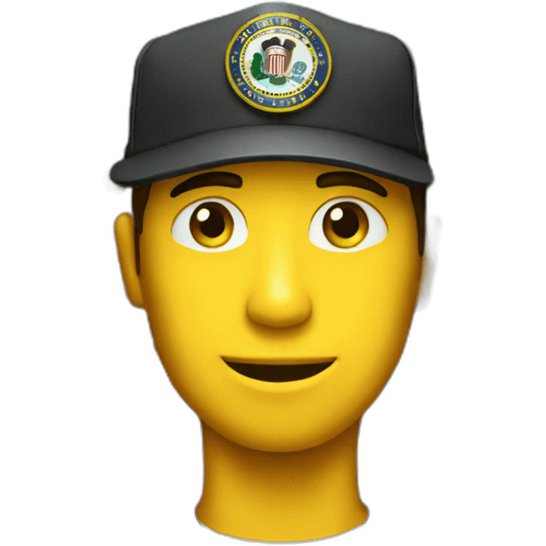 man with yellow "FBI" letters on his cap emoji