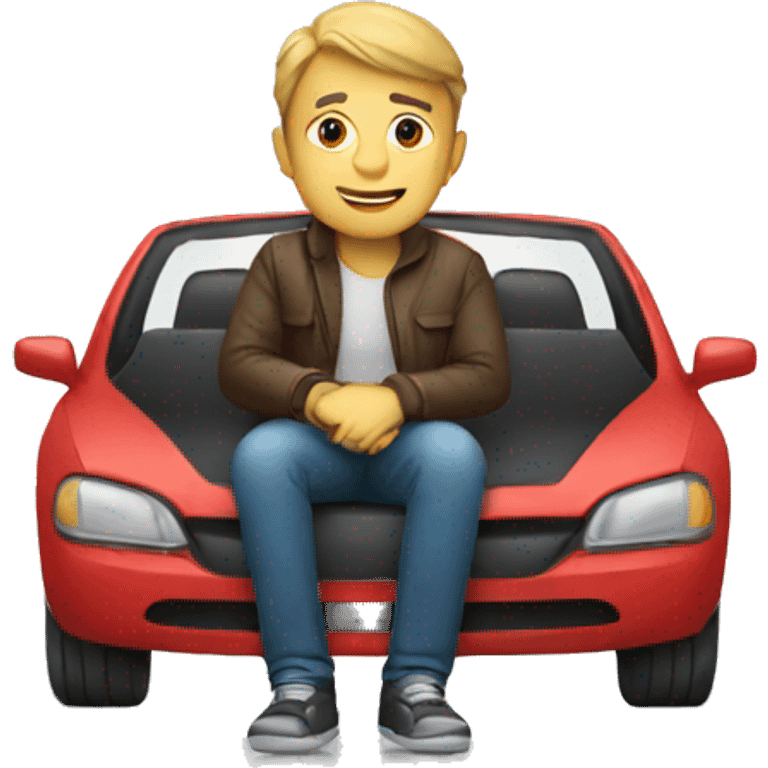 Men sitting in car emoji