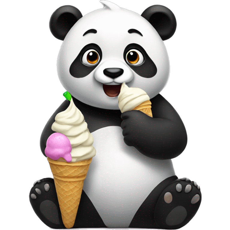 Panda eating ice cream emoji