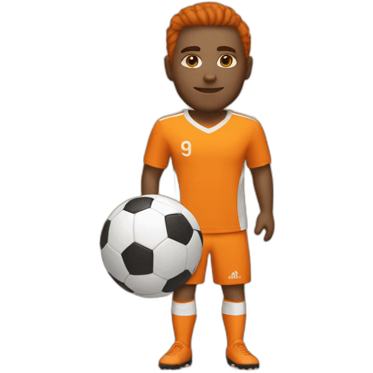 Soccer player in tangerine and orange kit emoji