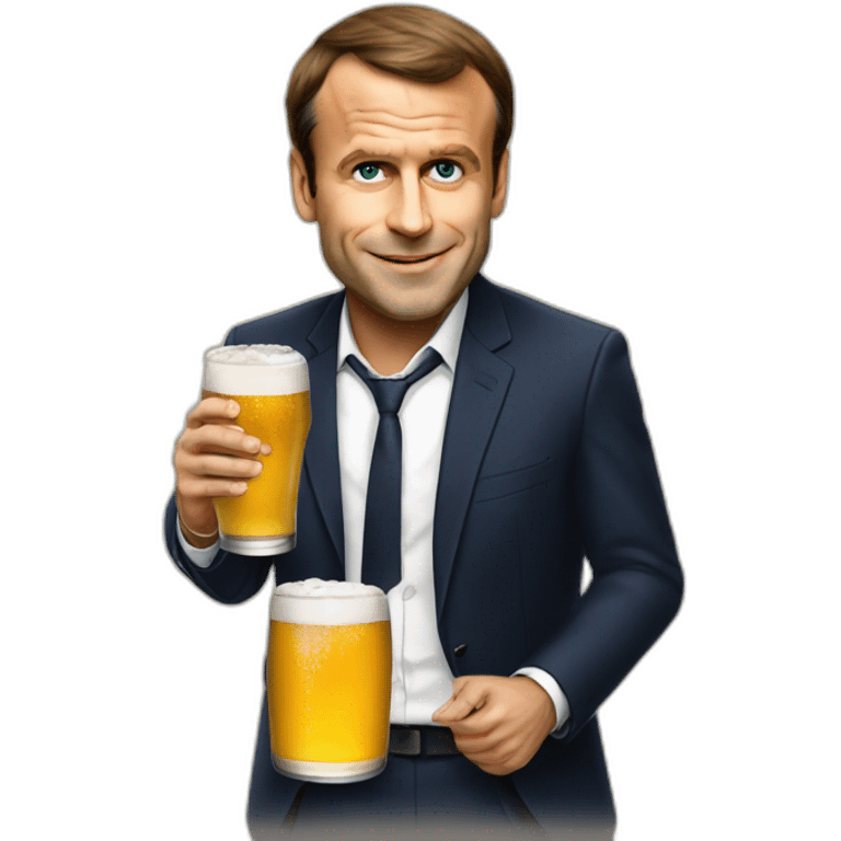 Emanuel Macron drink beer emoji