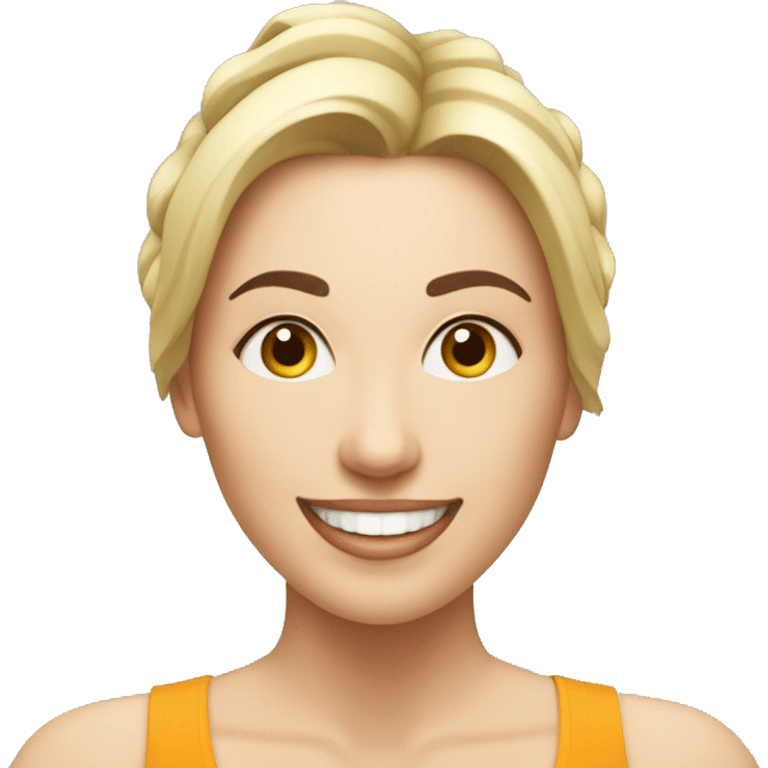 Mujer feliz pilates reformer emoji