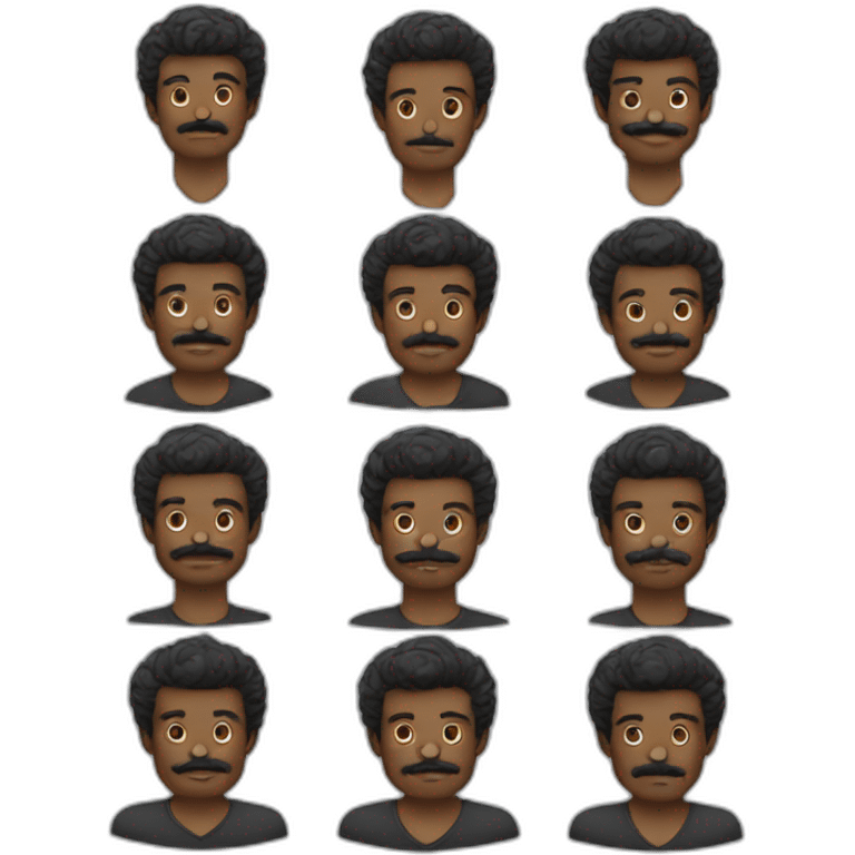 homme au cheveux noir sur le coté et moustache noir très courte emoji