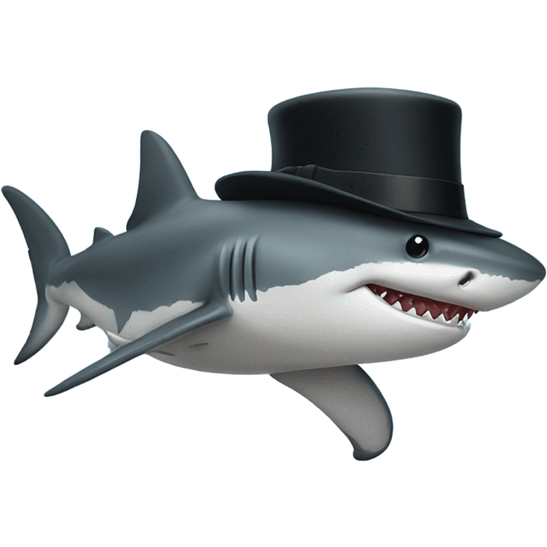 Shark with a top hat emoji