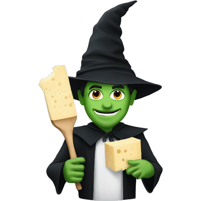 man dressed as elphaba with parmesan cheese in his hand  emoji