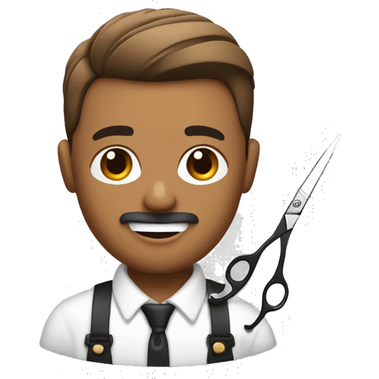 lightbrown barber with scissors and razors emoji