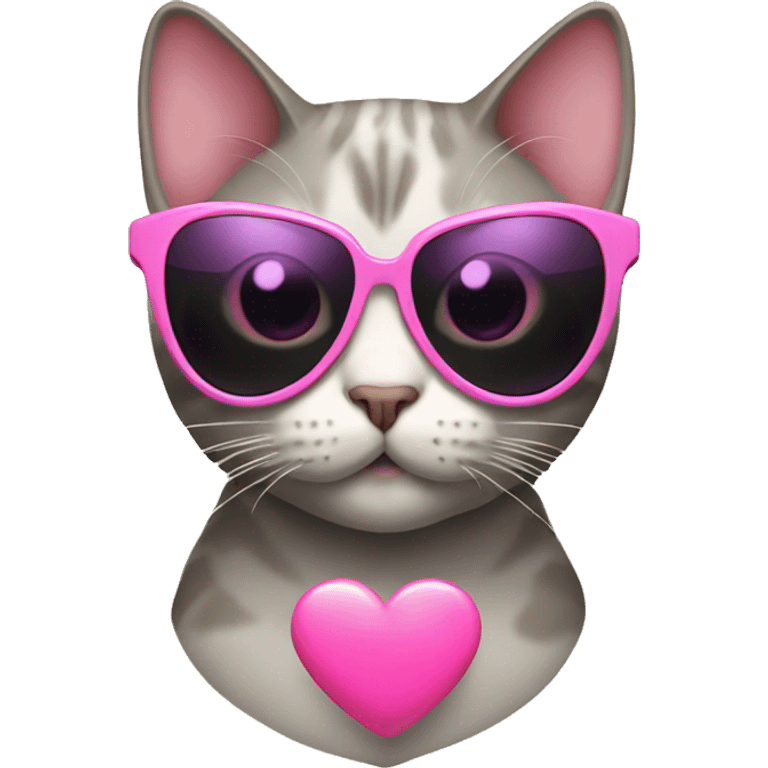 Cat with pink heart sunglasses emoji