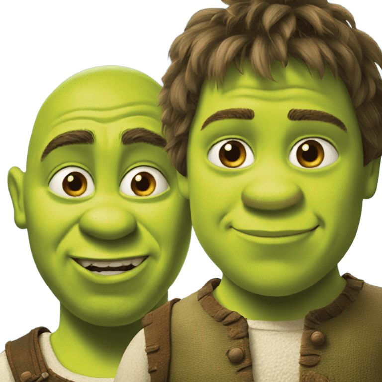 Shrek showing third guy emoji