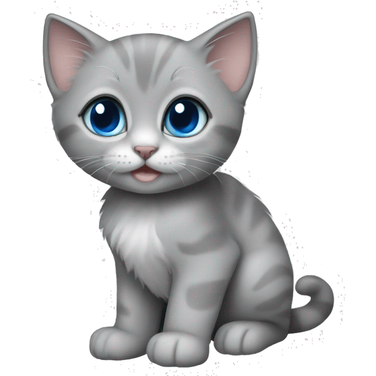 grey kitten blue eyes and  emoji