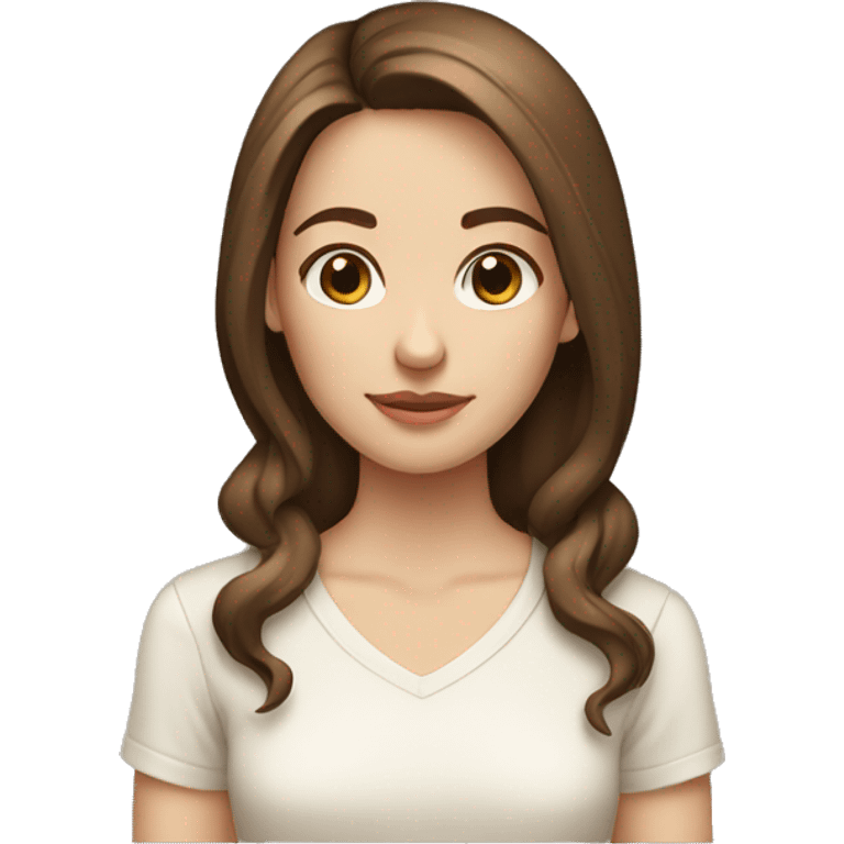 Girl white skin brown hair brown eyes cream shirt emoji