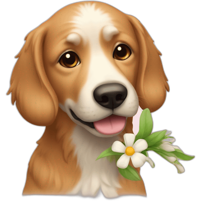 Chien avec fleur emoji