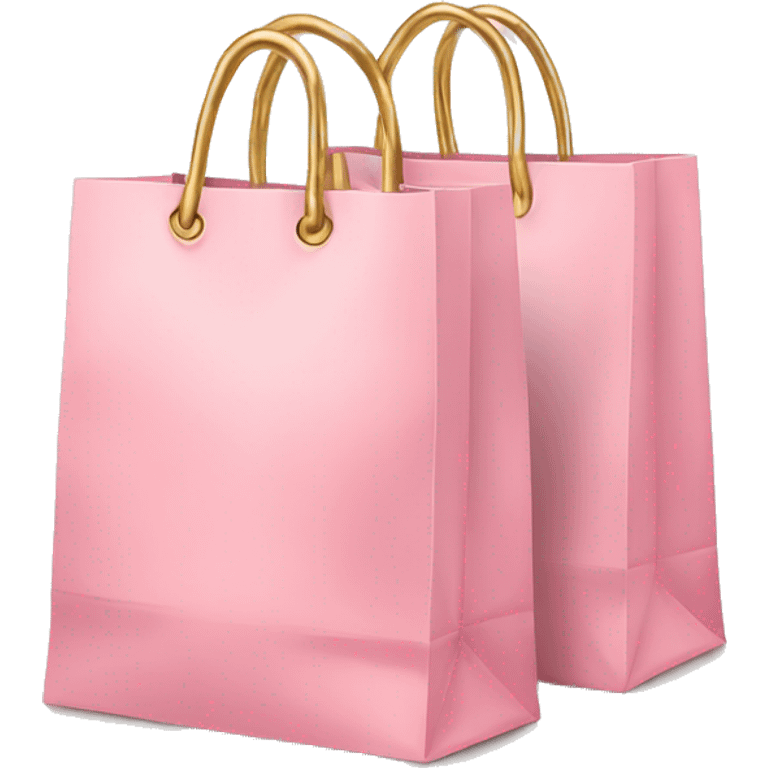 Two Soft pink shopping bags with gold handles emoji