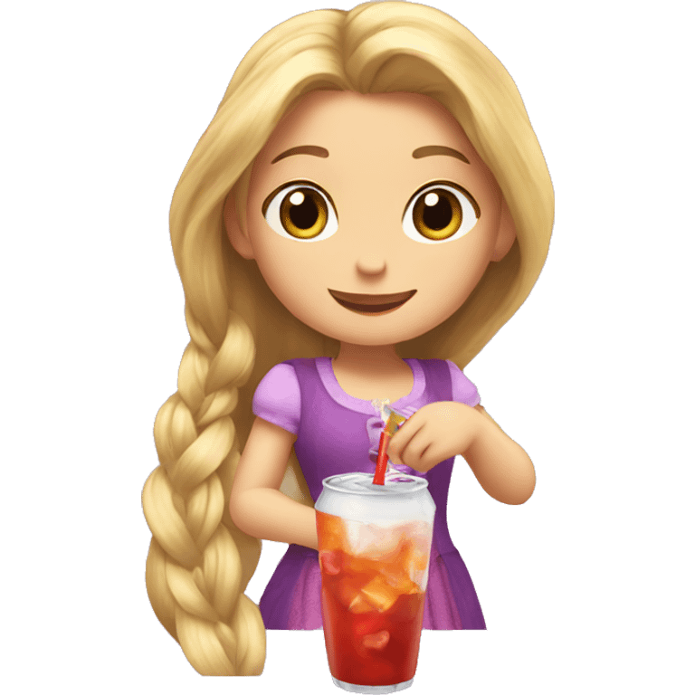 Rapunzel drinks a soda emoji