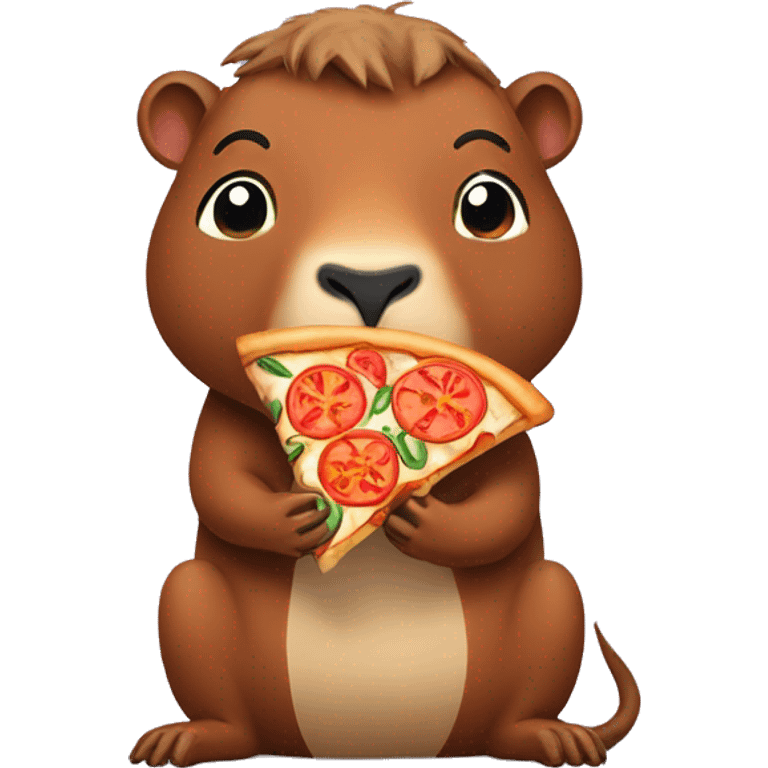 Capibara eating pizza emoji