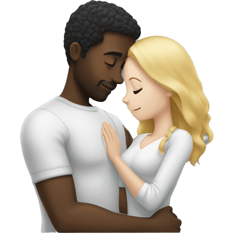 Black man caressing a white woman emoji