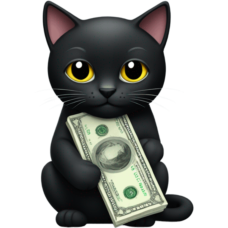 black cat holding money emoji