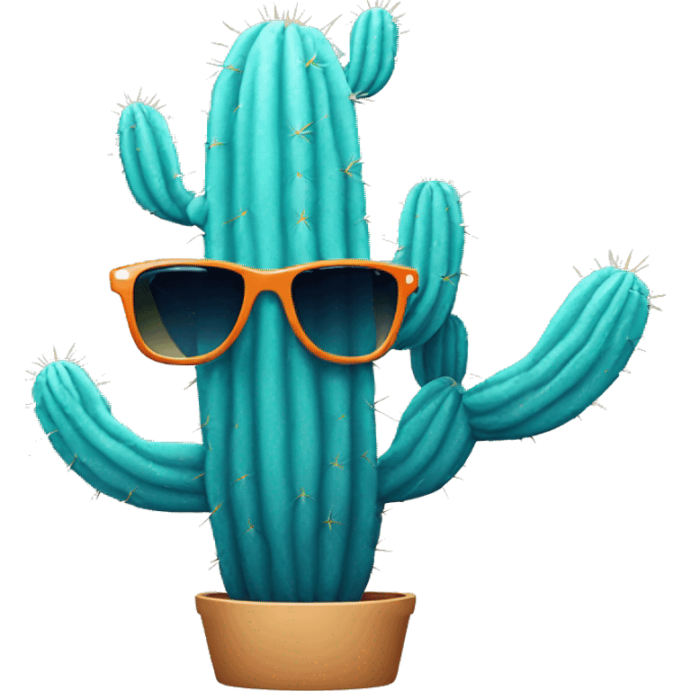 Blue cactus with sunglasses emoji