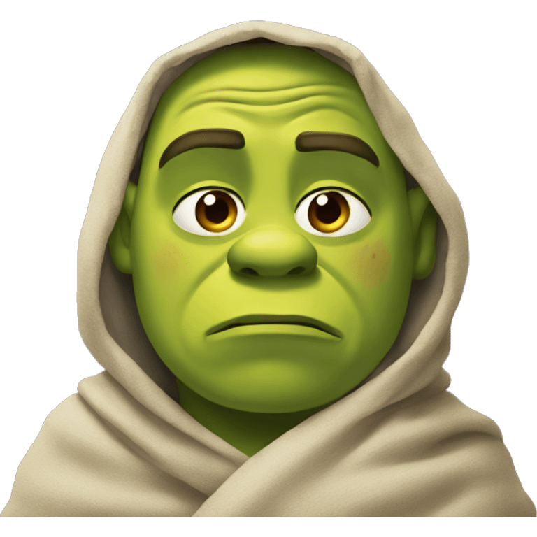 Shrek sad with blanket around emoji