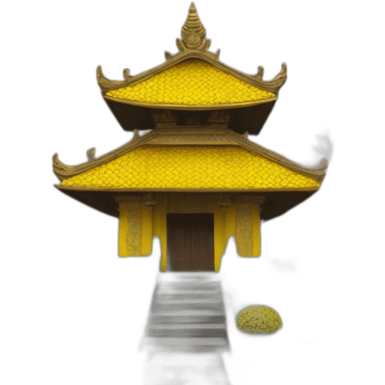 Balinese temple with yellow umbrella emoji