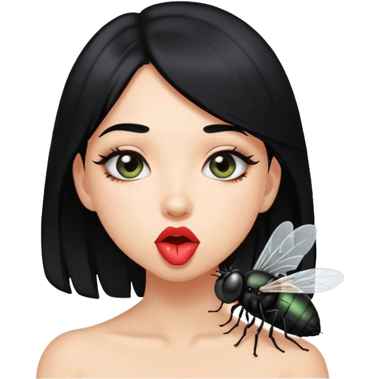 A girl with black hair doing fly kiss emoji