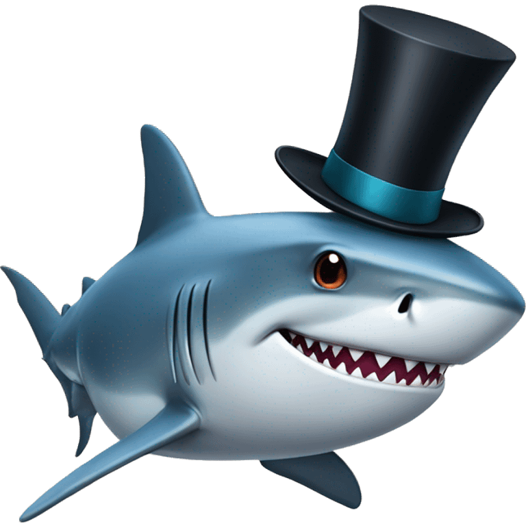 Shark with a top hat emoji