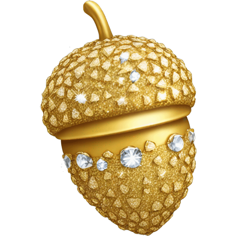 sparkling diamond Acorn, with stem made of gold emoji