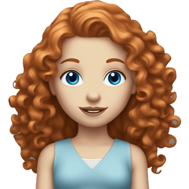 Beautiful pale redhead women with blue eyes and long curly hair  emoji