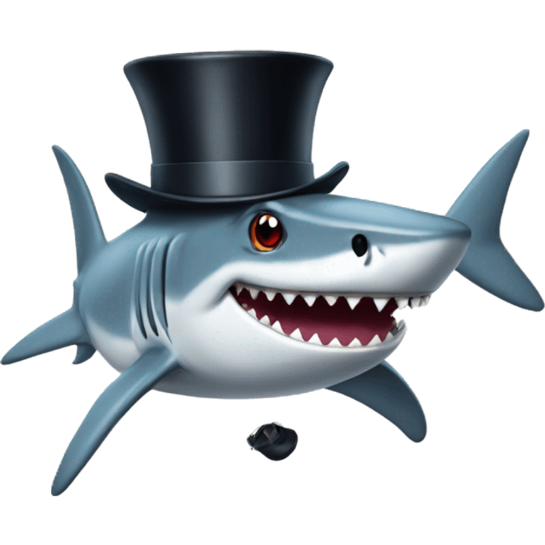 Shark with a top hat emoji