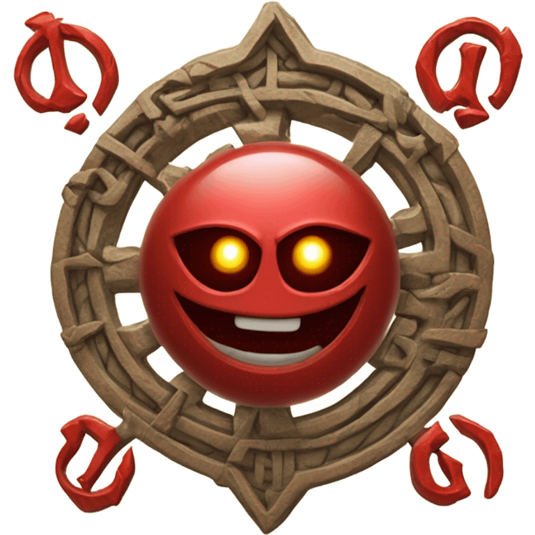 spell book that's red with eye in the middle with runes emoji