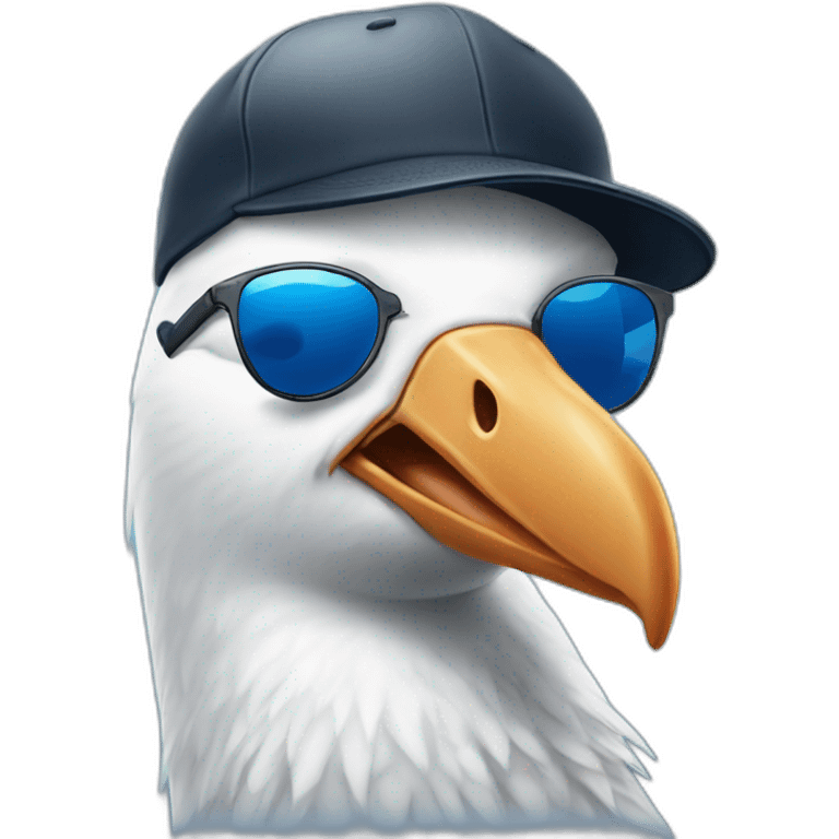 Albatross with sunglasses and a baseball cap emoji