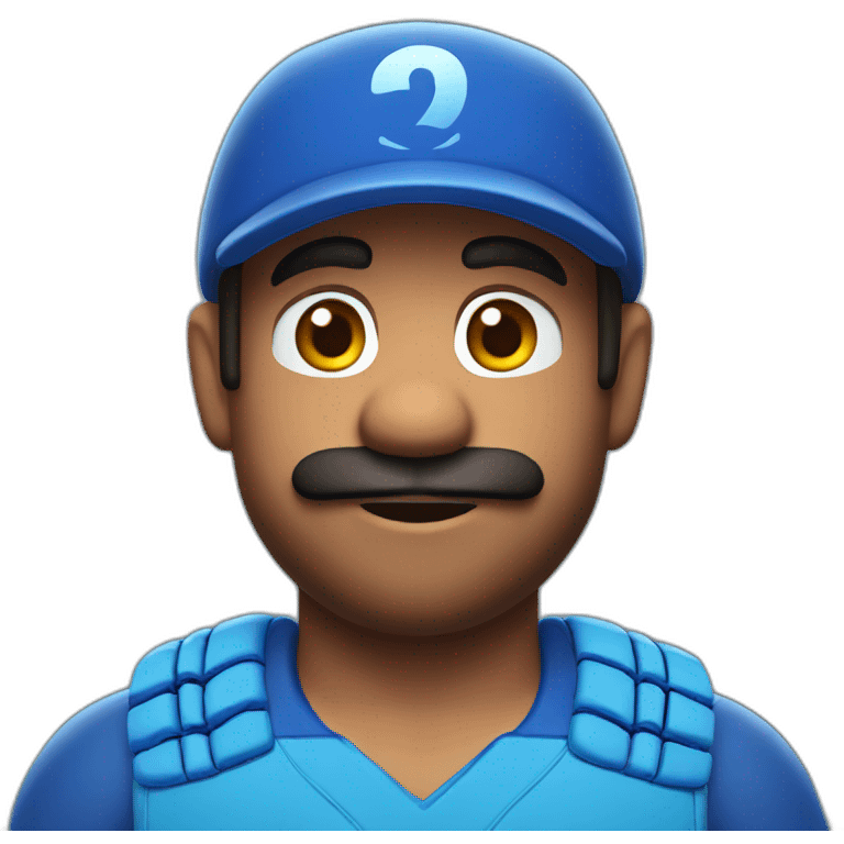 mario wearing blue indian cricket team jersey emoji