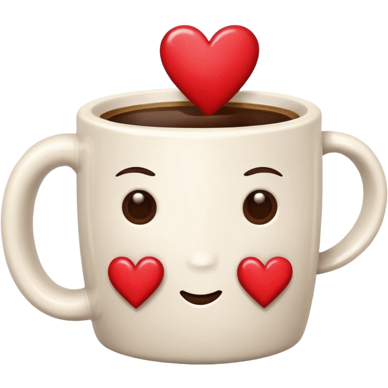 Coffee mug hugging a coffee mug with hearts  emoji