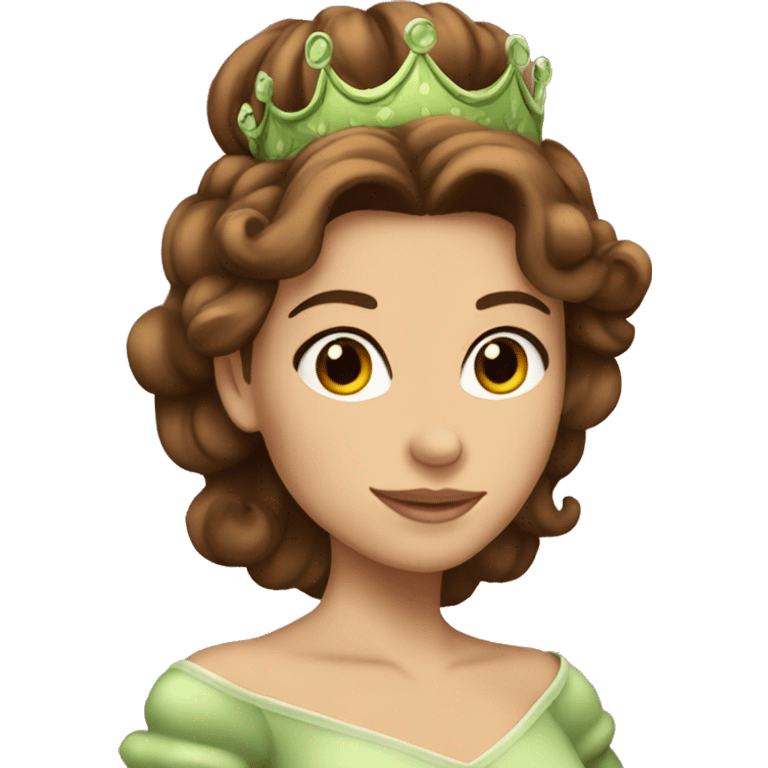 Princess with brown hair kissig frog emoji