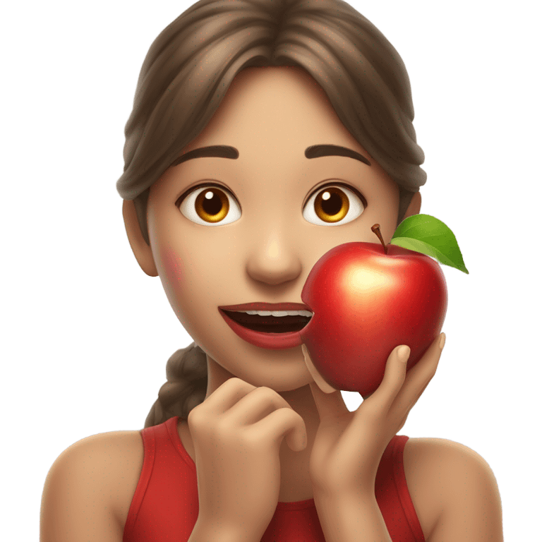 Apple in girls mouth emoji